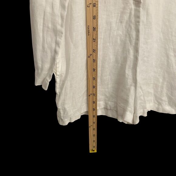 Mikoh White Linen Lightweight Button Up Long Sleeve Shorts Jumpsuit Size S FLAW - Picture 7 of 8